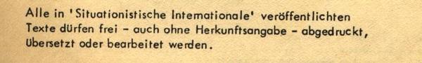 imprint of the German
edition of the Internationale Situationniste